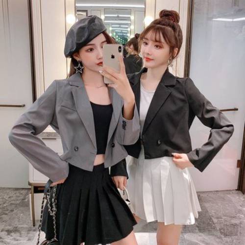 Spring/autumn Women&39s Short Coat Long Sleeve Blazer Jackets Double Breasted Notched Office Lady Blazers For Women Formal