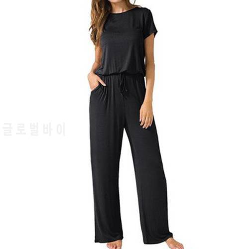 New Summer Women Jumpsuit Rompers Wide Leg Jumpsuit Casual Female Play suit Spaghetti Strap Lace Up Casual Elegant Jumpsuit T409