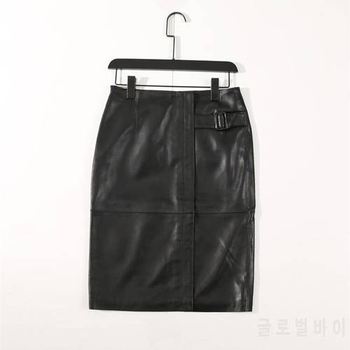 2022 New Style Women Fashion Slim Color Printing Genuine Leather Skirt