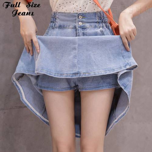 Korea Chi Feminino Y2K Shorts Jeans Skorts 90&39S Summer High Waist Pleated Inside Skirts Light Blue Short Denim Skirt Black Girl