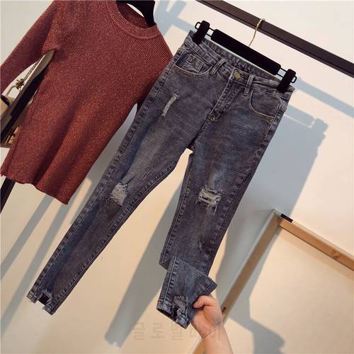 2019 New Spring Pencil Jeans For Woman Plus Size blue Elastic Stretchy Skinny Jeans For Women