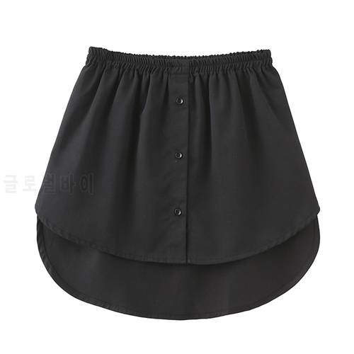 Women Fake Shirt Irregular Skirt Blouse Tail Hem Cotton Detachable Underskirt Solid Color Skirt