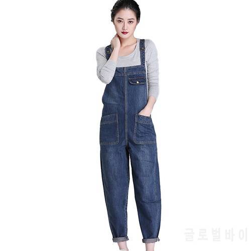 Denim Rompers Women 2022 Spring Summer Casual Bib Pants Female Jumpsuits Jeans Trousers Strap can be adjusted Women pants5XL 6XL