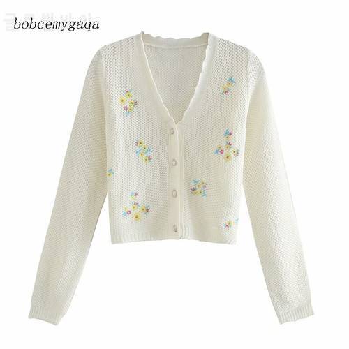 embroidery cardigan sweater women v neck autumn winter long sleeve knitted cardigan sweater white casual knit cardigan sweater