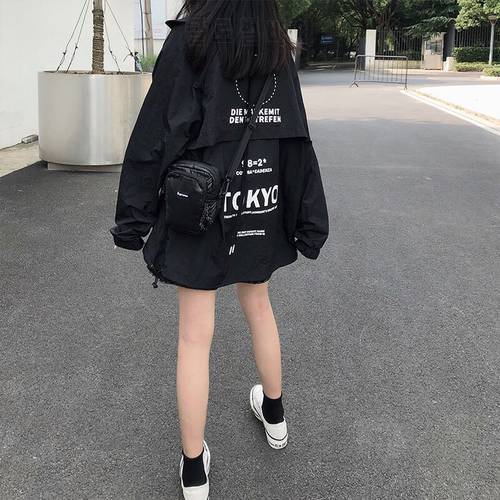 spring 2021 new Korean Jacket Women Loose Harajuku Print and Patchwork Fashion College Work Clothes Long Sleeve clothing A112