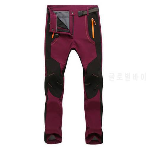 Winter Thick Warm Casual Stretch Pants Women Fleece Waterproof Hiking Trousers Skiing Sweatpants Softshell Thermal Camping Pants