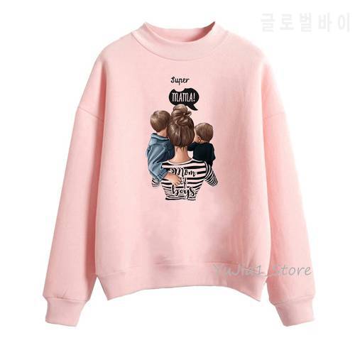 Super Mom hoodie kawaii graphic sudadera mujer super mama hoody sweat femme sweatshirts winter pink clothes streetwear