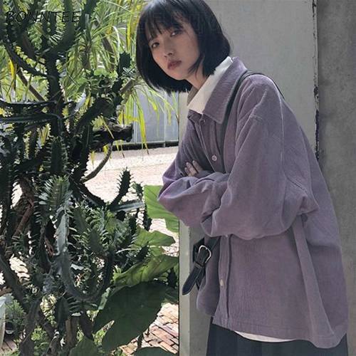 Basic Jackets Women Lovely Japan Style Simple Corduroy Chic Preppy Girls Outwear Single Breasted Spring Harajuku Street Lady Top