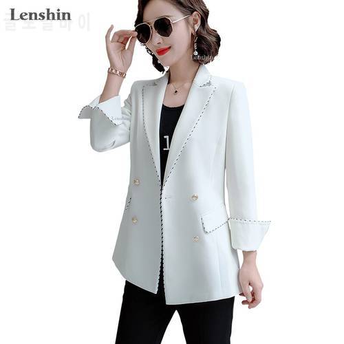 Lenshin Factory Double Breasted Binding Blazer with Pockets Loose High-street Casual Fashion Style Jacket Office Lady Coat Wear