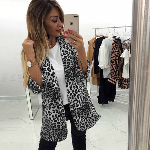 Leopard Print Small Suit with Three Quarter Sleeve Jacket Women Blazers black Leopard Single Breasted Notched Jackets
