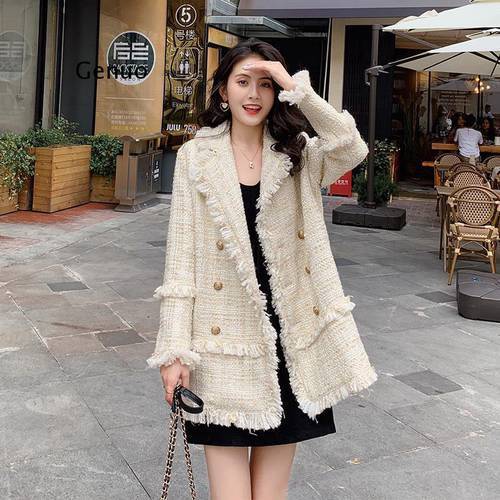 2021 spring new Korean style loose small suit female net red tweed small fragrance design sense niche jacket trend