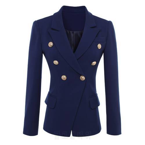 QUALITY New HIGH Fashion 2021 Designer Blazer Jacket Women&39s Gold Buttons Double Breasted Blazer Outerwear size S-XXXL