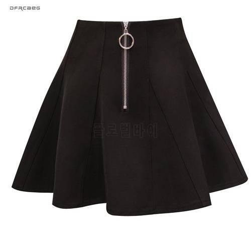 Black White Zipper Short Pleated Skirts Women Summer 2019 Fashion All-Matched Kawaii Falda Saia Korean School Mini Skirt Female