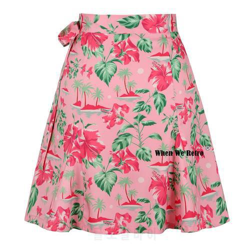 Botanical Pattern Women Pink Skirt SS0015 Wrap Style Lace Up Tropical Perfect Travel Casual Summer Mini Skirt