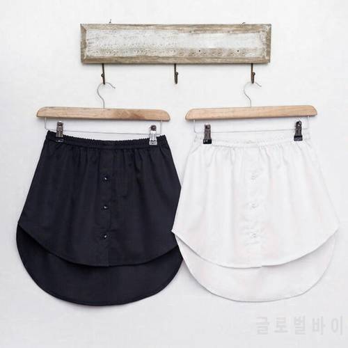 Women Fake Shirt Irregular Skirt Blouse Tail Hem Cotton Detachable Underskirt