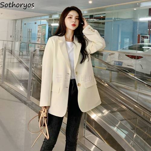 Solid Single Breasted Women Blazers British Style Ulzzang Elegant Simple All-match High Quality Leisure Chic Trendy Spring New