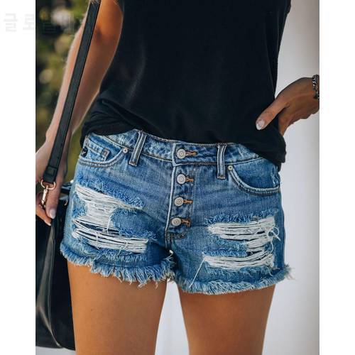 Fashion Ripped Denim Shorts Women Summer Casual Jeans Shorts Sexy Slim Raw Edge Shorts Wholesale Price XS-XL shipping