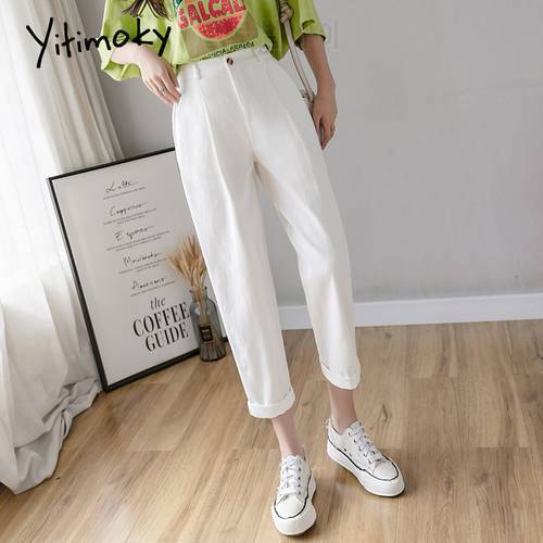 Yitimoky White Pants Woman High Waisted Black Green Cotton Harem 2021 Spring Clothes Joggers Vintage Streetwear Work