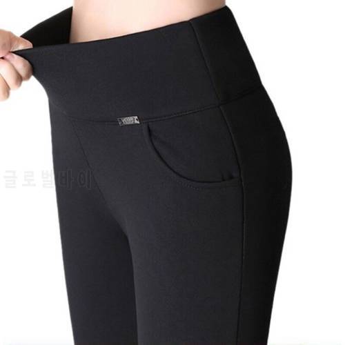 S-4XL Women Pants Solid Slim High Waist Long Trousers Pencil Trousers Fall Pocket Pants Women Ladies Pants Femme 2020 New