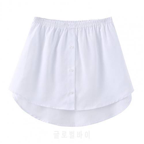 Women Fake Shirt Irregular Skirt Blouse Tail Hem Cotton Detachable Underskirt Elastic High Waist Split Half Slips Skirt Extender