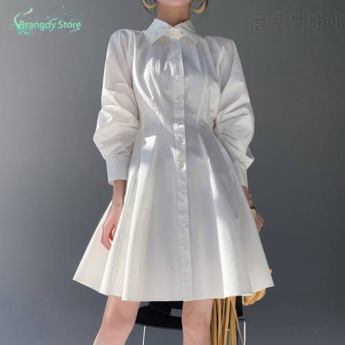Summer 2021 Women&39s Clothing Woman Long Shirt White Dress Elegante Cottagecore Aesthetic Original Minimalist Sexy Dress