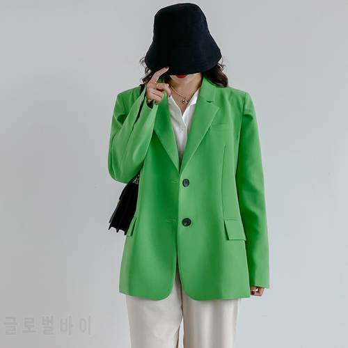 [EWQ] High-quality Office Lady Trend Ladies Office Coats Fashion Tide Blazer New Autumn 2023 Suits Outwear Green Blazer QV171
