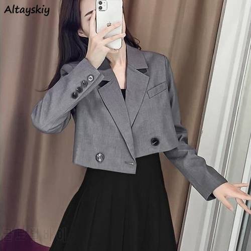 Blazers Women 3 Colors Cropped Outwear Casual Fashion Korean Style Spring Design Female All-match Chic Solid Button Popular Ins