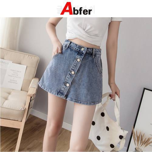 Abfer Plus Size Women &39s Denim Shorts Korean Fashion High Waist Shorts for Women Ladies Button Short Skirts Woman Summer