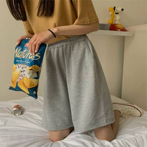 2021 Summer Ins New Shorts Women Harajuku Elasticity Lovely Girls Loose Chic All-match Solid Colour Wide-leg Casual Simple Style