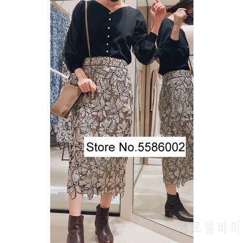 Limited Ladies 2022 High Qualitty Embroidery Hollow Out Patchwork Lace Midi Skirt