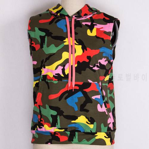 2017 Summer women Sexy Hip Hop Dance outwear 100% Cotton performance costumes with a hood ds wear Camouflage Jacket for women