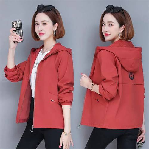 2021 New Spring Autumn Women Jacket fashion Hooded Long Sleeve Female Windbreaker Loose Coat Casual Outwear Plus Size 4XL