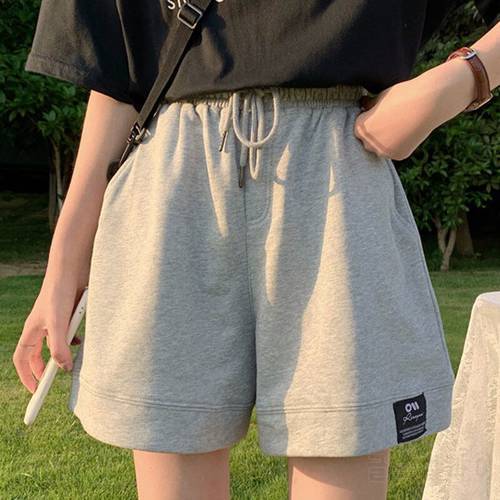 New Summer Woman Shorts Women High Waist Drawstring Quick Dry Elastic Sports Shorts Female Clothing Black Gray Dropshipping