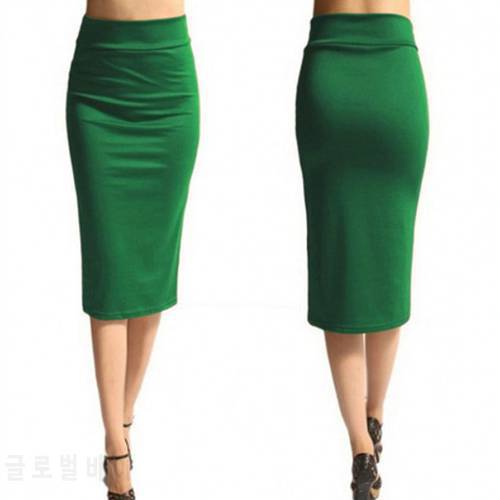 Hot Sale Women Pencil Skirt New Ladies Office Stretch Bodycon Midi Skirt Female High Waist Mid-Calf Jersey Skirts Puls Size XL