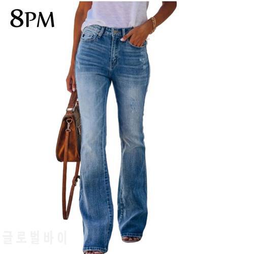 Vintage Flare Jeans Women Tall Slim Denim Full Length Trousers 2023 Spring Fashion High Raise Stretch Wide Leg Jeans ouc1061