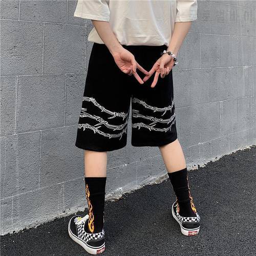 Harajuku Women shorts streetwea jogger shorts women Summer loose elastic waist Hip hop skateboard shorts r iron chain pattern