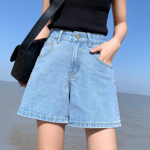 Summer 2021 New Wide Leg Denim Shorts Women&39s Loose Thin Rolled Jeans Short Pants Casual Straight Retro High Waisted Shorts