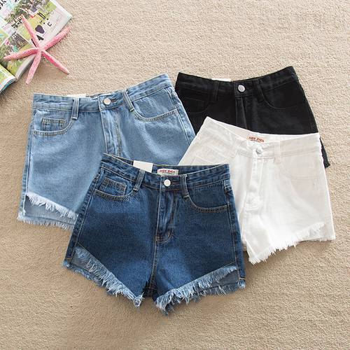 50% Off Women Femme Summer Fashion Tassel Jean Denim Shorts Washed Distressed Jeans Hot Ripped Pant Casual Korea Zipper Fly