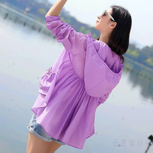 Summer Hooded Sun Protection Clothing Thin Sunscreen Jacket Running Camping Long Sleeve Breathable Air Conditioner Shirt Y138