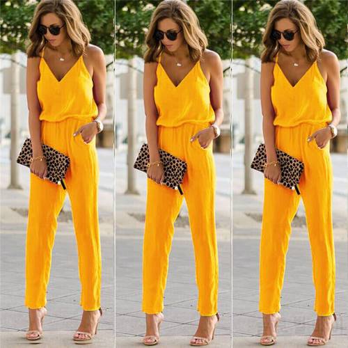 2021 Spring Solid Sleeveless Party Jumpsuit Casual Women Ankle-Length Playsuits Autumn Loose Female Overalls Bodysuit Rompers