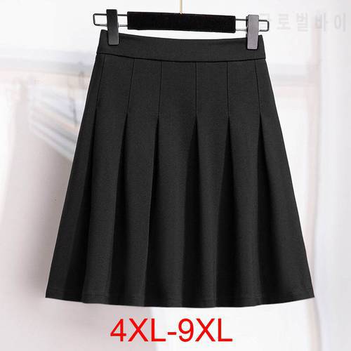150Kg Plus Size Women&39s Autumn Loose Pleated A-Line Skirt 4XL 5XL 6XL 7XL 8XL 9XL Fleece Solid Elastic Waist Skirt Black