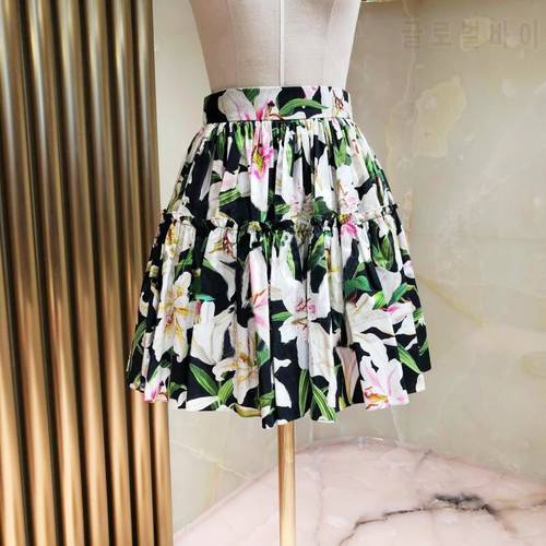 Runway Designers Printed Skirts Womens 2021 Spring Summer Vintage Elegant High Waist Mini Skirt A-line Ropa Mujer