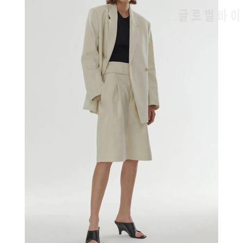 Loreo blazer structure Lapel Collar Double-breasted slip pockets oversized fit Suit Long Sleeves Fashion blazers 2020