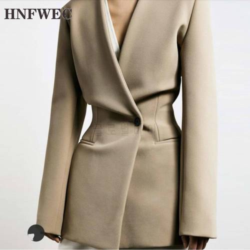 Korean Slim Blazer For Women Notched Single Button long sleeve Large Size Casual Blazers Female 2020 Minimalist Clothes P492