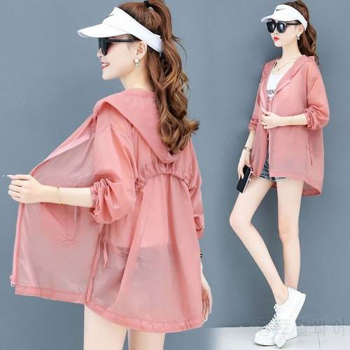 Summer Women Beach UV Jacket Female Long Sleeve Sun Protection Clothing Ladies Perspective Loose Sunscreen Casual Top Y315