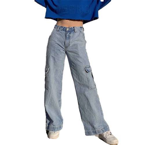2022 New Summer Casual Jeans Woman Long Trousers Cowboy Female Loose Streetwear Multi-pocket Straight Pants y2k