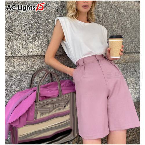 Classic Knee-Length Office Shorts New SummerWomen Graceful High Waist Shorts Candy Color Women&39s Shorts Short Pants