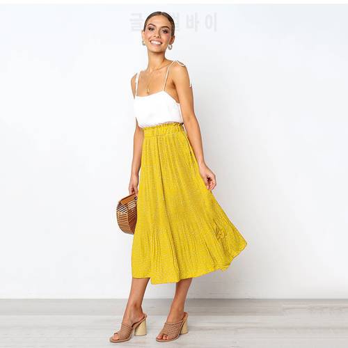 Woman skirts New Series 2021 Spring And summer Women&39s Skirts Pleated Skirts Fashion Printed Polka dot Pocket Ladies Skirts