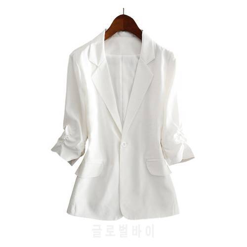 100% Silk Suit Women Coat OL White Black Pink Spring Office Lady Jacket