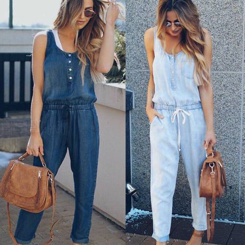 New Arrival 2019 Jumpsuits Women Casual Jumpsuit Loose Overalls Denim Rompers For Women